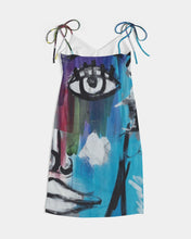 Load image into Gallery viewer, Rostro Azule- Joy Women's All-Over Print Tie Strap Split Dress