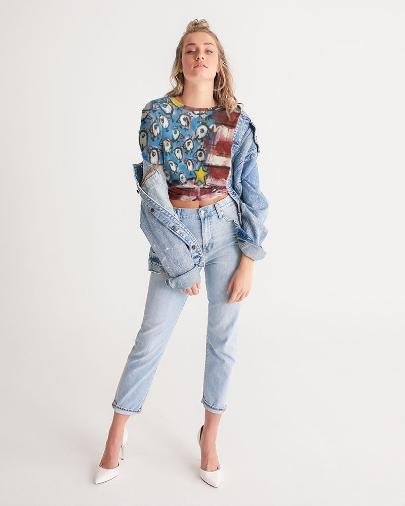 Pajaro Flag Design By Rolando Chang Barrero Women's All-Over Print Twist-Front Cropped Tee