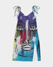 Load image into Gallery viewer, Rostro Azule- Joy Women's All-Over Print Tie Strap Split Dress