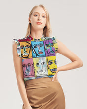 Load image into Gallery viewer, Rostros Emotivos Women's All-Over Print Ruffle Sleeve Top