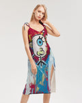 Cuba Linda  Women's All-Over Print Tie Strap Split Dress