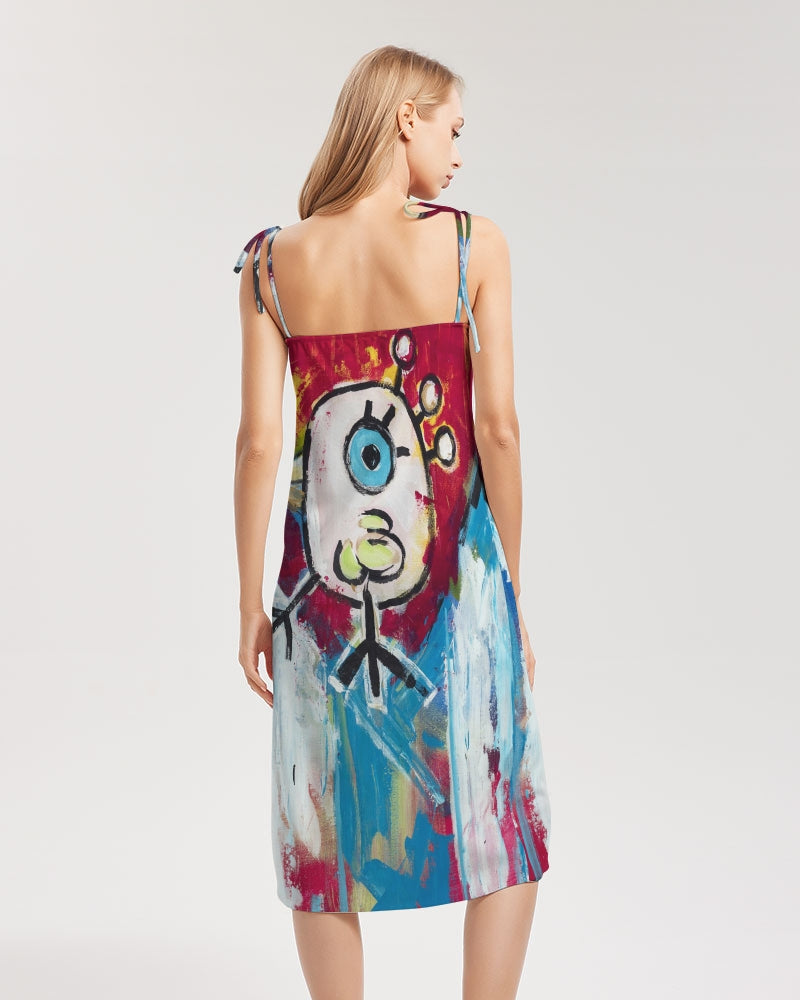 Cuba Linda  Women's All-Over Print Tie Strap Split Dress