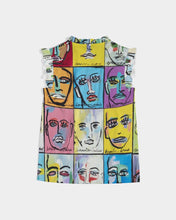 Load image into Gallery viewer, Rostros Emotivos Women's All-Over Print Ruffle Sleeve Top