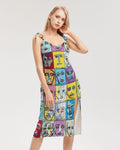 Rostros Emotivos Women's All-Over Print Tie Strap Split Dress