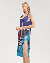 Load image into Gallery viewer, Rostro Azule- Joy Women's All-Over Print Tie Strap Split Dress