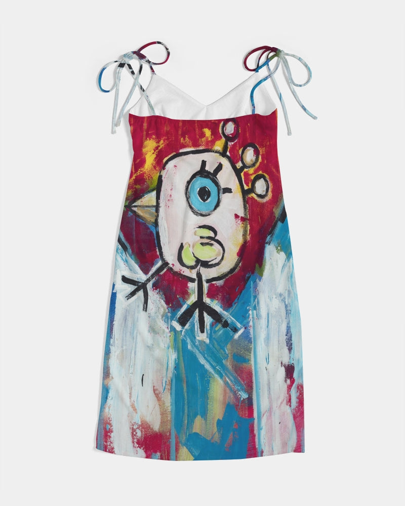 Cuba Linda  Women's All-Over Print Tie Strap Split Dress